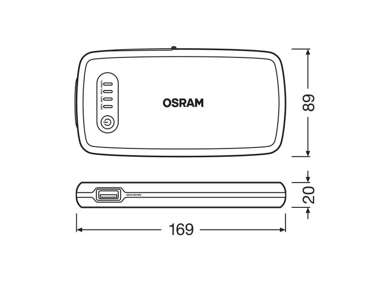 OSRAM BATTERYstart 200 Lithium Starthilfe Powerbank 6000 mAh 500A - OBSL200