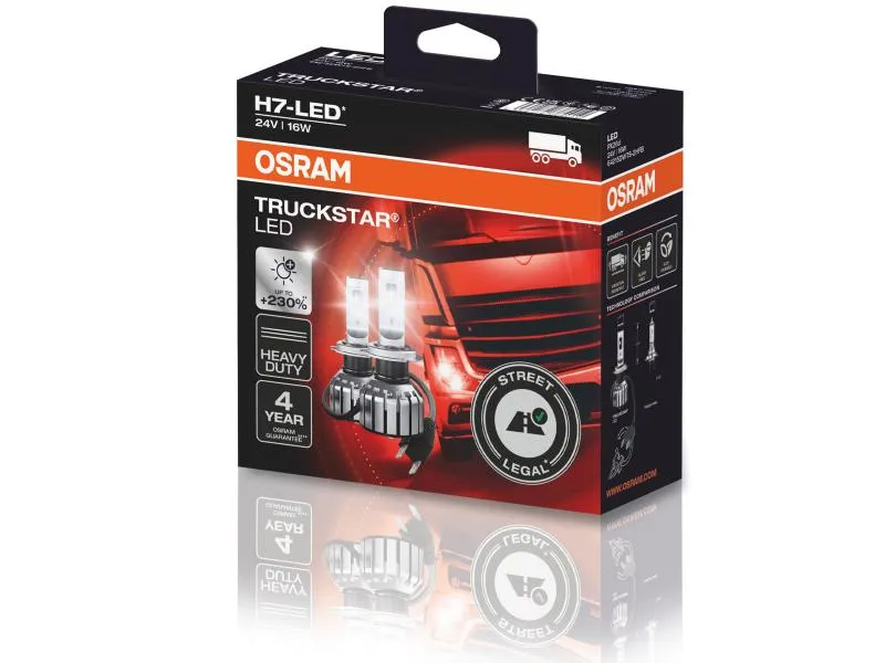 OSRAM LED H7 Truckstar Abblendlicht +230% 24V LKW Straßenzulassung - 64215DWTS
