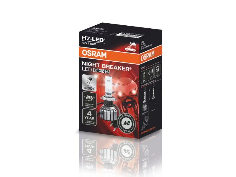 OSRAM LED Night Breaker GEN2 H7 Motorrad Abblendlicht +230% 12V - 64210DWNBG2-1HB