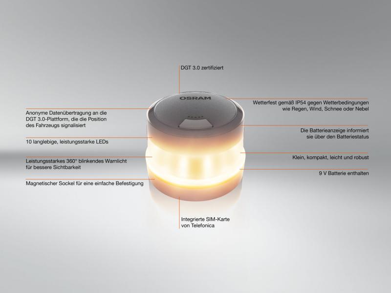 OSRAM LEDguardian® ROAD FLARE Signal V16 IoT DGT 3.0 Warnlicht Orange - LEDSL105
