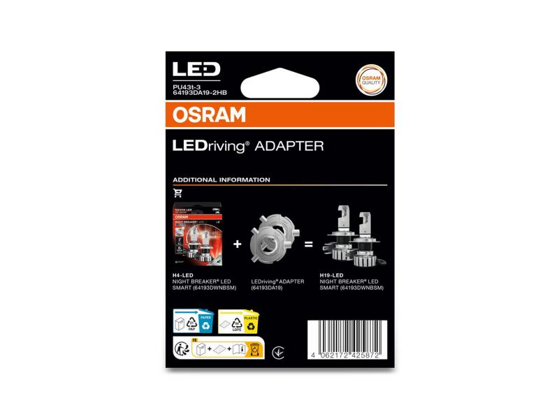 OSRAM Montagehalterung H19 LED Sockel Adapter für H4 LED Module - 64193DA19-2HFB