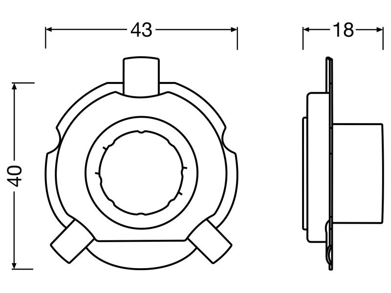 OSRAM Montagehalterung H19 LED Sockel Adapter für H4 LED Module - 64193DA19-2HFB