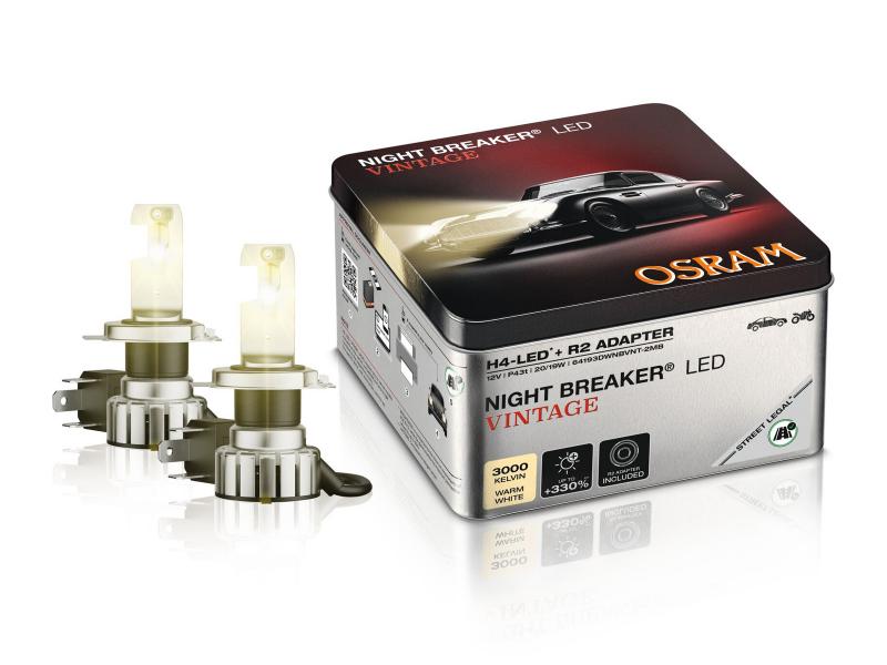 OSRAM Night Breaker H4 / R2 LED Vintage Warm-​Weiß 3000K Abblendlicht + Fernlicht - Straßenzulassung