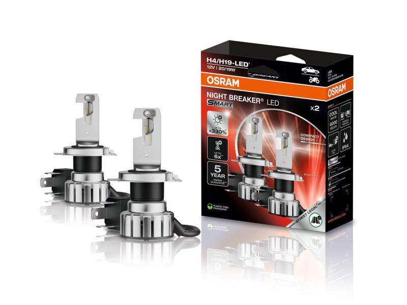 OSRAM Night Breaker H4/H19 LED SMART +330%  Abblendlicht + Fernlicht  - 64193DWNBSM-2HB