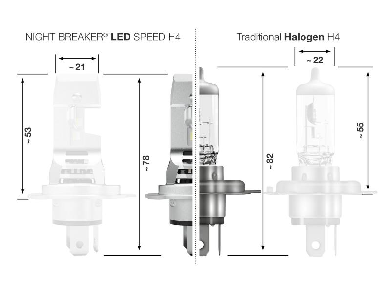 OSRAM Night Breaker H4 LED SPEED +450%  12V 16W 6000K für Motorrad - 64193DWNBSP-1HB