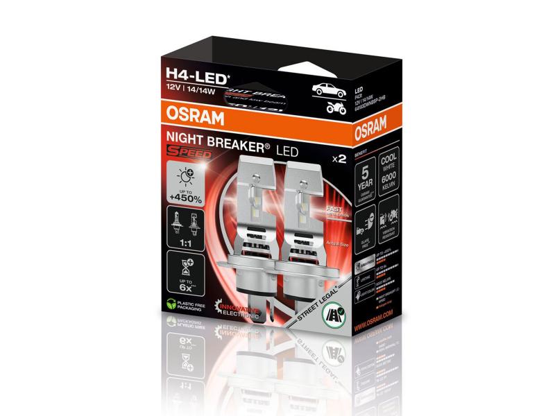 OSRAM Night Breaker H4 LED SPEED +450% Abblendlicht + Fernlicht - 64193DWNBSP-​2HB