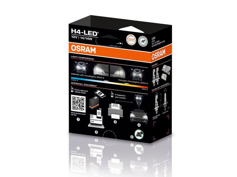 OSRAM Night Breaker H4 LED SPEED +450% Abblendlicht + Fernlicht - 64193DWNBSP-​2HB