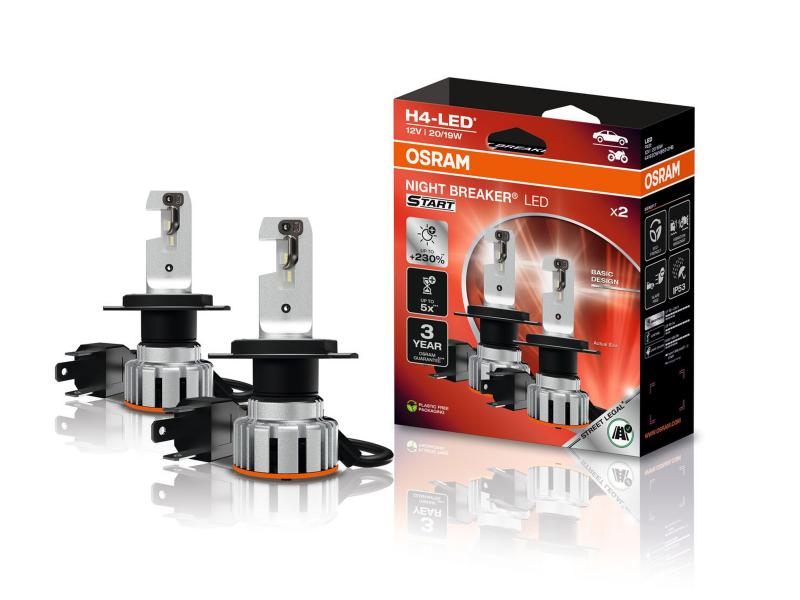 OSRAM Night Breaker H4 LED START +230%  Abblendlicht + Fernlicht  - 64193DWNBST-2HB
