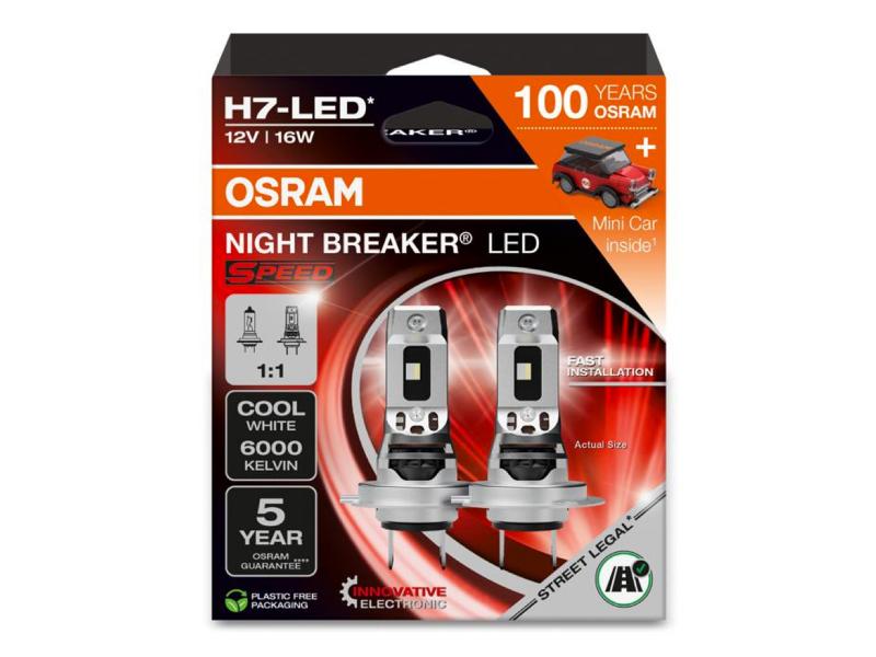 OSRAM Night Breaker H7 LED SPEED 12V 16W 6000K Straßenzulassung - Jubiläums-Edition