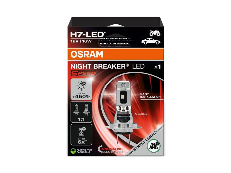 OSRAM Night Breaker H7 LED SPEED GEN2 +450%  12V 16W 6000K für Motorrad - 64210DWNBSP-​1HB