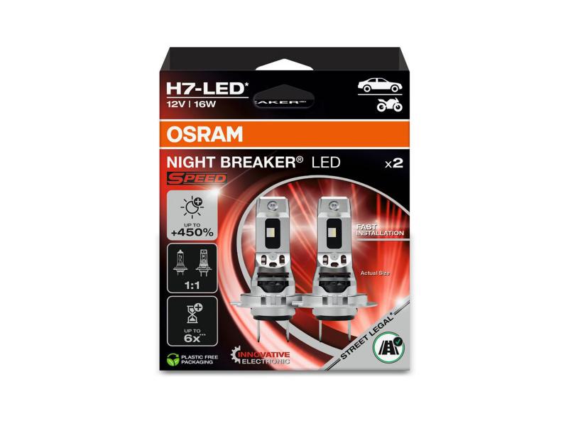OSRAM Night Breaker H7 LED SPEED GEN2 +450% 6000K Straßenzulassung - 64210DWNBSP2-2HB