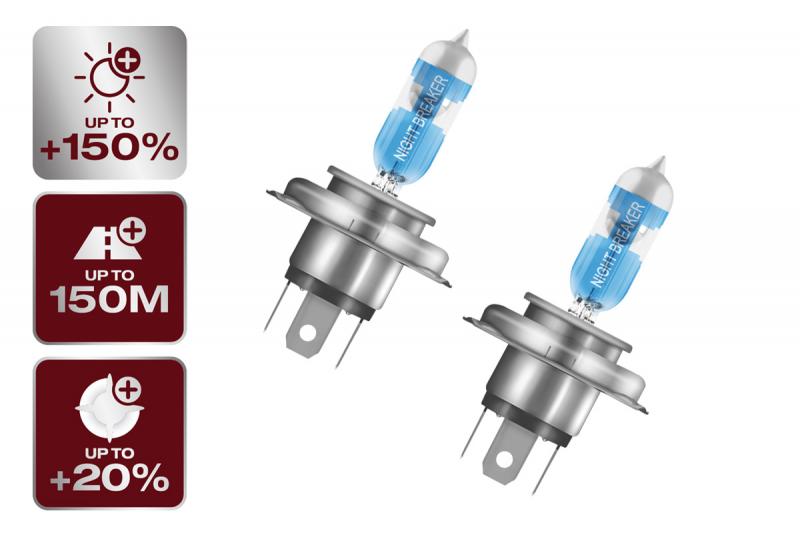 OSRAM Night Breaker Laser H4 12V 60/55W +150% Halogen Leuchten Lampen DuoBox 64193NL-2HB