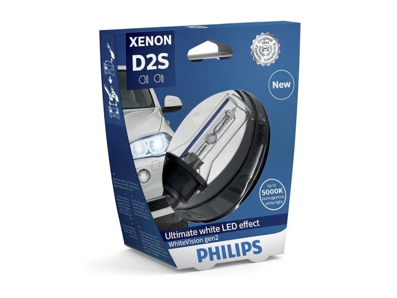 Philips D2S Leuchtmittel 35W  P32d-2 WhiteVision Xenon 5000K Blister - 85122WHV2S1