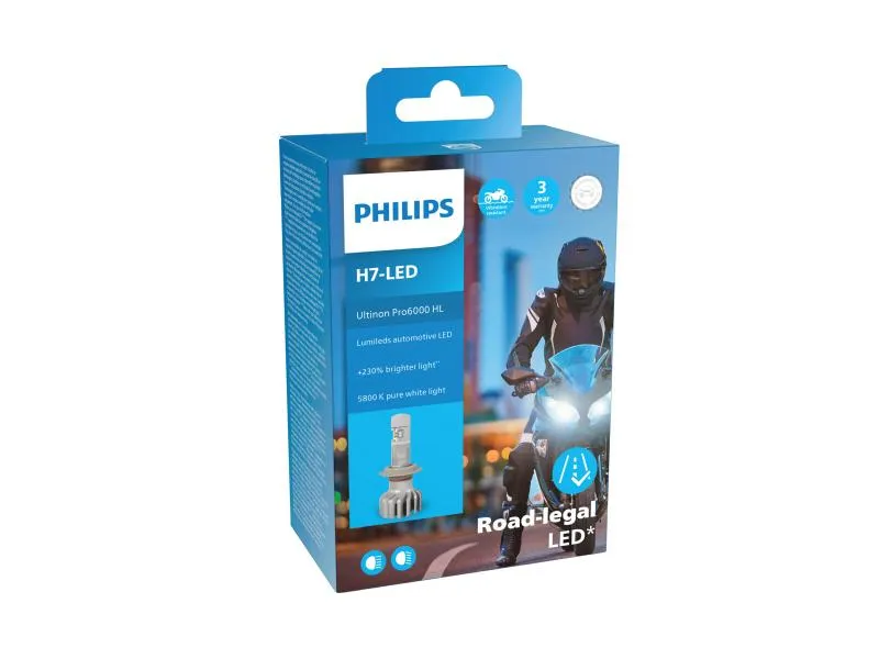 Philips Ultinon Pro6000 H7 LED Abblendlicht Motorrad Straßenzulassung 11972U6000X1