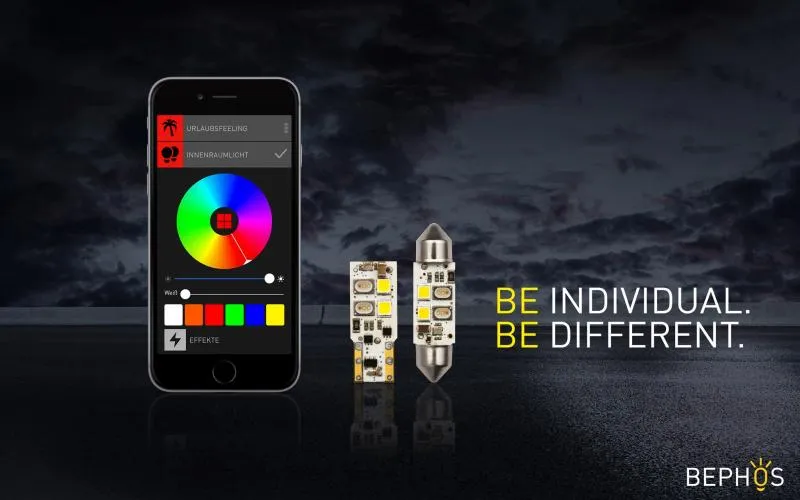 BEPHOS LED RGB Style-Line Leuchtmittel w5w T10 Stecksockel Radial CAN-Bus